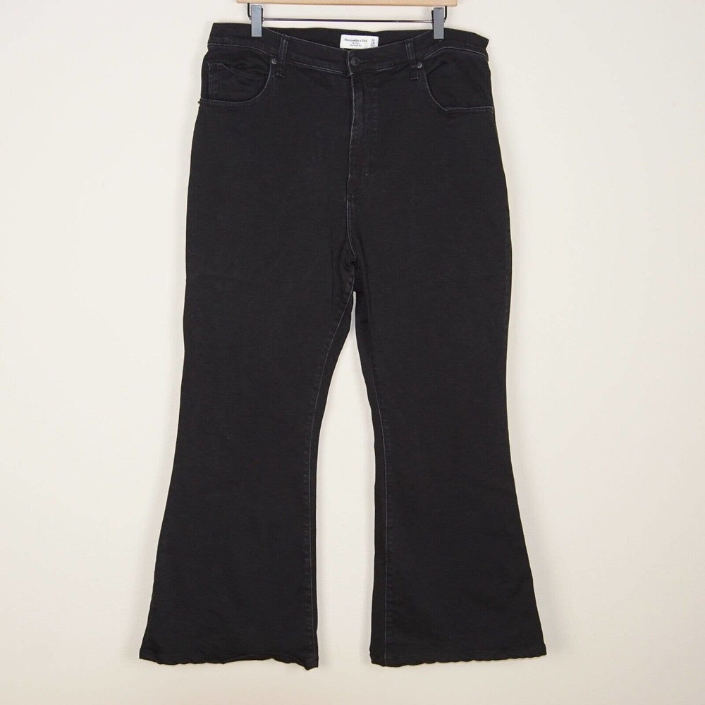 Abercrombie & Fitch Flare Ultra High Rise Black Denim Jeans Curve Love Womens 34